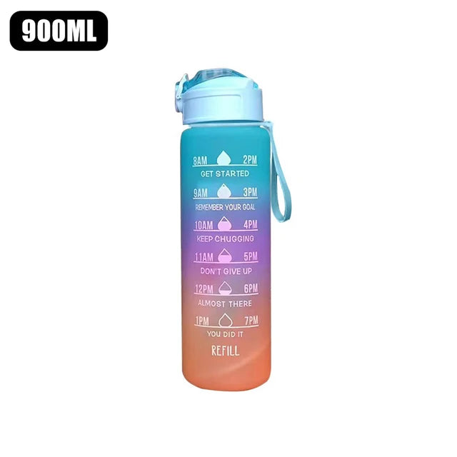 Portable water bottle with motivational quotes 900ml