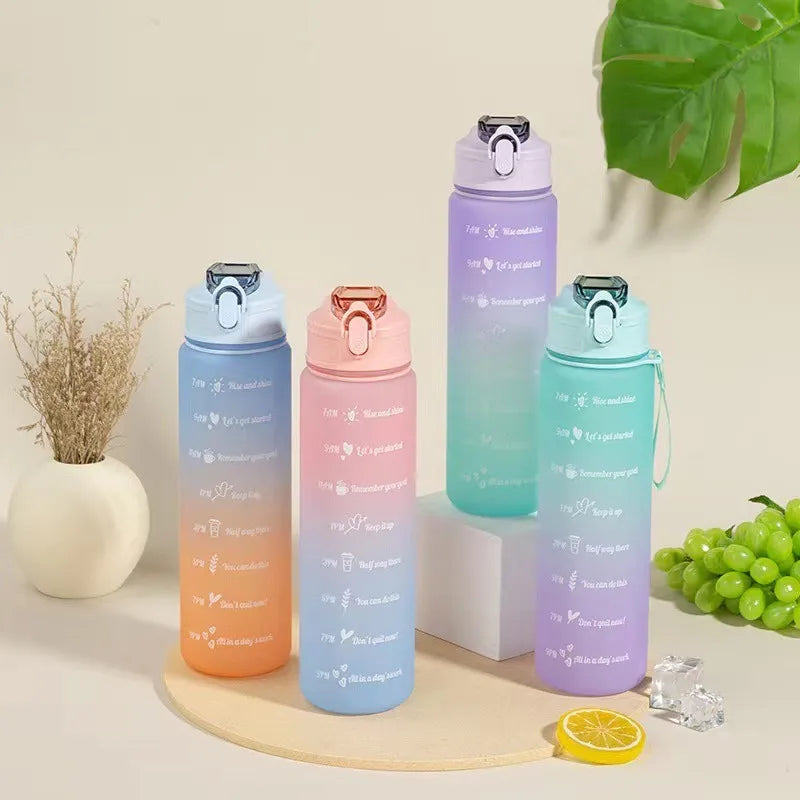 Portable water bottle with motivational quotes 900ml